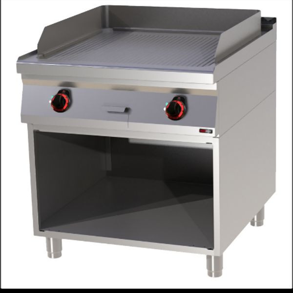 RM Thermik Serie 900, Elektro-Grillplatte mit Unterbau, 800x900x900 mm, gerillte Grillfläche, FTR-90/80E
