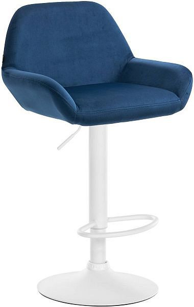 CLP Barhocker Braga Samt weiß, blau, 320906, 4251756478940