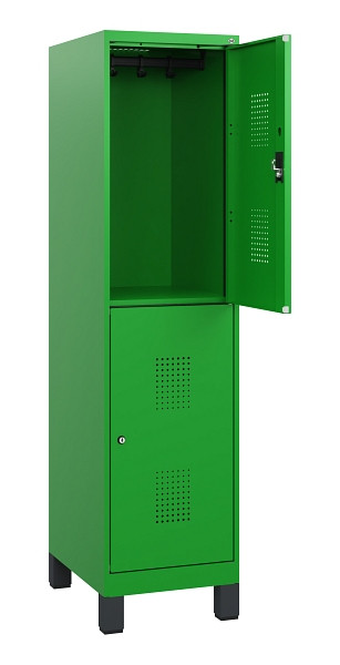 C+P Doppelstöckiger Spind Evolo PLUS, Füße, 2 Fächer, 1630x400x500mm, 6037/6037, Zylinderschloss, 0493105-12 S10077