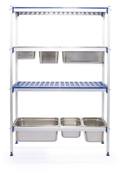 Hendi Regalsystem aus Aluminium für GN Behälter, LxBxH: 1120x355x1685 mm, 812266