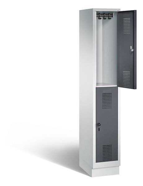 C+P Spind doppelstöckig Evolo, H1800xB320xT500mm, Farbe: Lichtgrau / Schwarzgrau, 48320-10 S10028