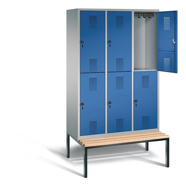 C+P Spind doppelstöckig Evolo, H2090xB1200xT815mm, Farbe: Weißaluminium / Enzianblau, 48350-32 S10268