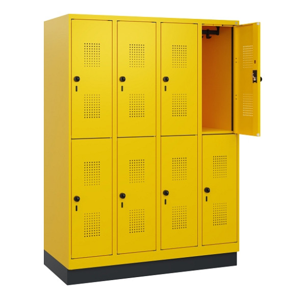 C+P Doppelstöckiger Spind Evolo PLUS, Sockel, 8 Fächer, 1630x1200x500mm, 1023/10, Drehriegel, 0493205-40 S10027