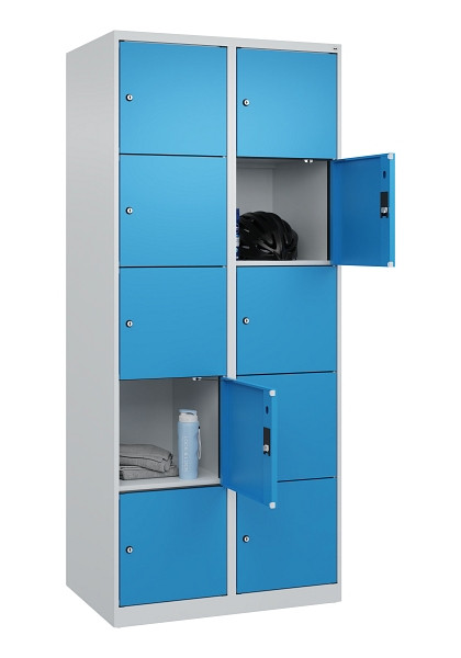 C+P Schließfachschrank Evolo PLUS, 10 Fächer, 1850x800x500mm, 7035/5012, 049000-225 S10007