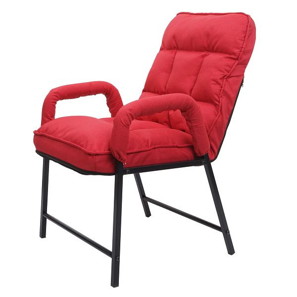 Mendler Esszimmerstuhl HWC-K40, Stuhl Polsterstuhl, 160kg belastbar Rückenlehne verstellbar Metall, Stoff/Textil rot, 92137