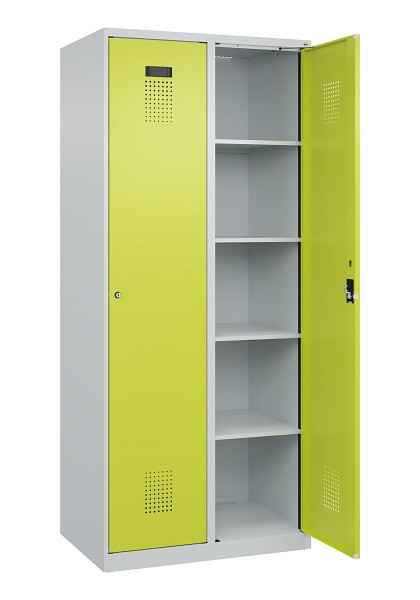 C+P Wäsche-Spind Evolo PLUS, 2 Abteile, 1850x800x500mm, 7035/0024, Verschluss Zylinderschloss, Ablageböden 8, 049000-22B S10042
