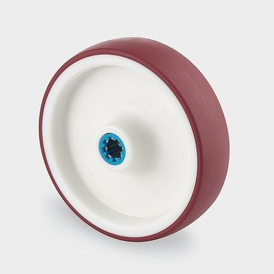 TENTE-ROLLEN Rad, Rad-Ø 100 mm, Tragfähigkeit 150 kg, D 42 Shore, UAD100x32-12 HL44,4 red