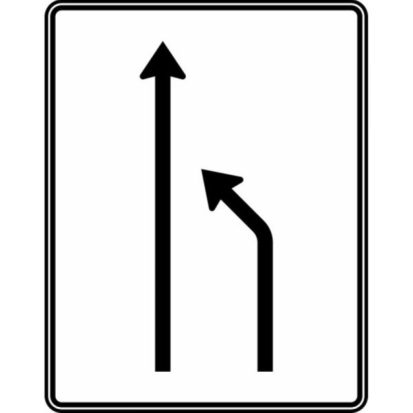 Stein HGS Einengungstafel ohne Gegenverkehr, Einzug rechts und noch 1 Fahrstreifen, RA1/Flachform 2mm, ohne Entfernungsangabe, 1600x1250mm, 531-10-111