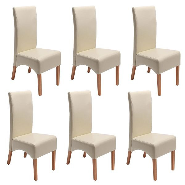Mendler 6er-Set Esszimmerstuhl Küchenstuhl Stuhl Latina, LEDER, creme, helle Beine, 7955+7955+7955