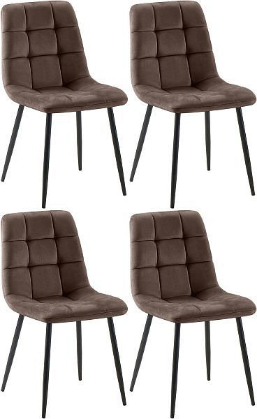 CLP 4er Set Esszimmerstuhl Tilde Samt, braun, 318350