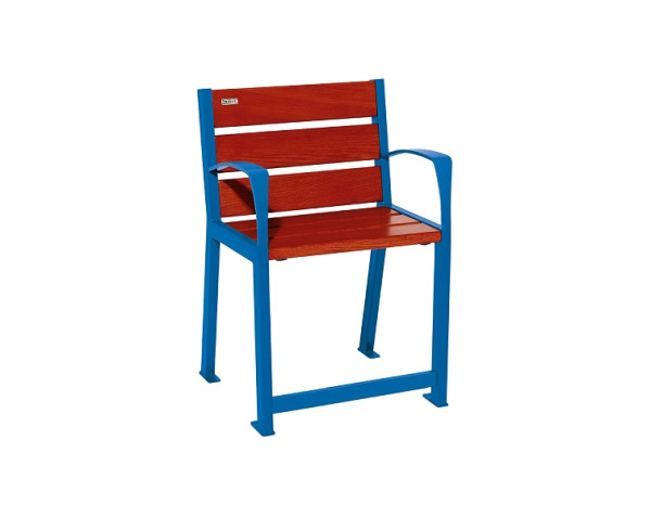 Procity Stuhl Silaos Für Senioren 6 Holzlatten, Mit Armlehne, Holz & Stahl, Mahagoni/RAL 5010, 209620.5010.ACAJ