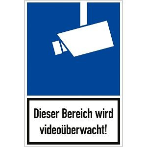 Moedel Dieser Bereich wird videoüberwacht!, Kombischild, Alu, 180x270 mm, 99064