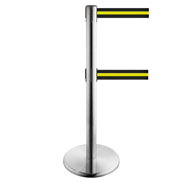 Stein HGS Personenleitsystem -P-Line Duo-, Edelstahl, schwarz/gelb/schwarz waagerecht (gestreift), mit magnetischem Gurtendstück, Gurtlänge: 2 x 2,3 m, 36402-0804