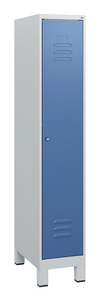 C+P Umkleidespind Classic PLUS, Füße, 1630x300x500mm, 7035/5023, Zylinderschloss, 0800105-10 S10020