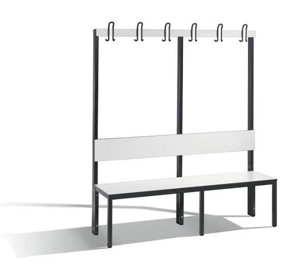 C+P Garderobenbank 1-seitig, Feuchtraum, H1650xB1500xT407 mm, Schwarzgrau/HPL Weiß, 8061-100 S10013