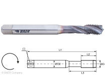 BAER HSSE-TiAlN Gewindebohrer - 40° RSP - UNF 3/8 x 24 - DIN 371 Edelstahl, 150605010