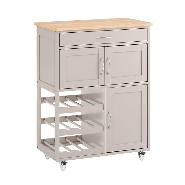 SoBuy Küchenwagen mit einer Schublade Khaki 67x38x86 cm, Modern, FKW45-KA