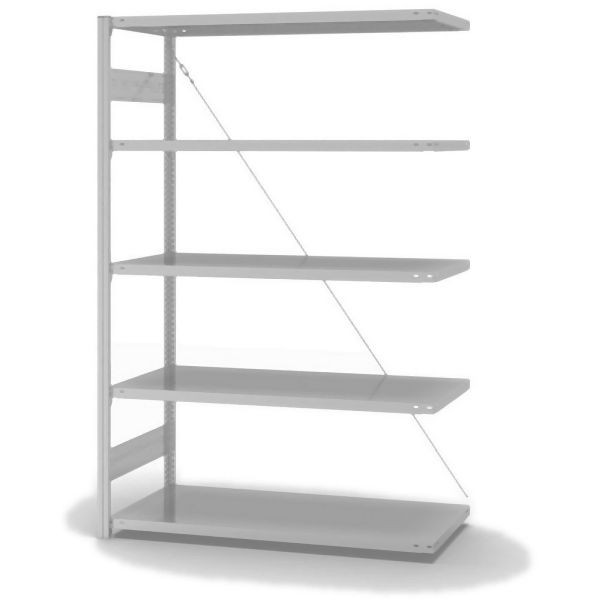 hofe Anbauregal, zerlegt, 5 Böden 2000 x 600 x 1300 mm, lichtgrau ähnlich RAL 7035 ableitfähig kunststoffbeschichtet, HKA20613ESD
