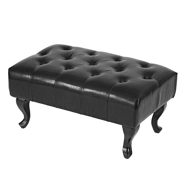 Mendler Ottomane Chesterfield, Sitzhocker Fußablage Hocker, Kunstleder 39x77x47cm, schwarz, 34892