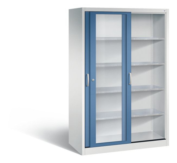 C+P Schiebetürenschrank Acurado, H1950xB1200xT600mm, Farbe: Lichtgrau / Fernblau, Bügelgriff, 2069-055 S10051