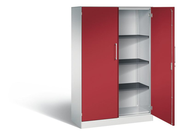 C+P Flügeltürenschrank Asisto, H1635xB1000xT435mm, Farbe: Lichtgrau / Rubinrot, Bügelgriff, 4 OH, 141012-000 S10104
