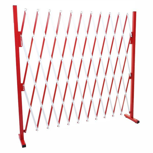Mendler Absperrgitter HWC-B34, Scherengitter Zaun Schutzgitter ausziehbar, Alu rot-weiß, Höhe 153cm, Breite 36-300cm, 64793