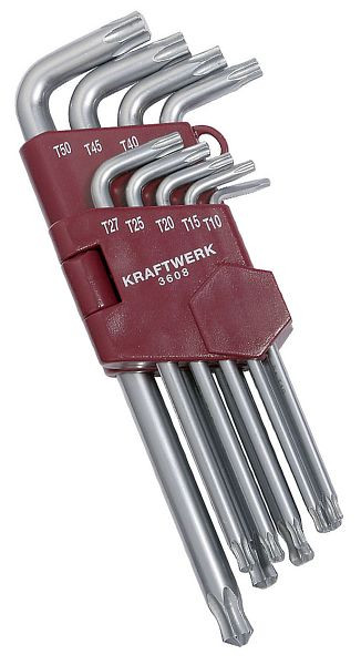 Kraftwerk Kugelkopf-Winkelstiftschlüssel-Satz für TX-Schrauben T10-50, 9tlg, 3608
