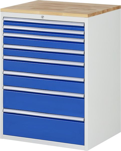 RAU Schubladenschrank Serie 7000, B770 x T650 x H1035mm, Buche-Massiv-Arbeitsplatte, Schubladen: 2xH60, 2xH90, 2xH120, 1xH180, 1xH210 mm, 13-XL7.11A-B.11