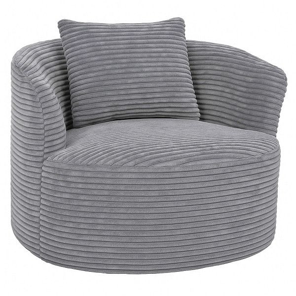 Mendler Sessel HWC-P18, Loungesessel Relaxsessel Polstersessel Cocktailsessel, Stoff/Textil Cord (370g/m²), hellgrau, 139665