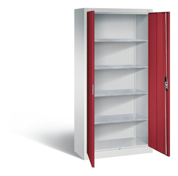 C+P Werkzeugschrank Acurado, H1950xB930xT400mm, Farbe: Lichtgrau / Rubinrot, Muldengriff, 8920-00 S10893