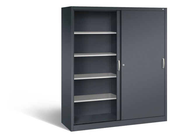 C+P Schiebetürenschrank Acurado, H1950xB1600xT500mm, Farbe: Schwarzgrau, Bügelgriff, 5 OH, 2150-00 S10118