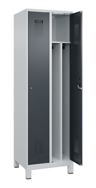 C+P Spind Evolo PLUS, mit Füßen, 2 Abteile, 1950x600x500mm, 7035/7016, Verschluss Zylinderschloss, 049010-20F S10039