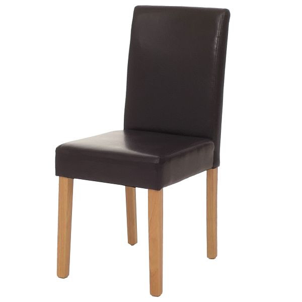 Mendler Esszimmerstuhl Littau, Küchenstuhl Stuhl, Kunstleder, braun, helle Beine, 74363