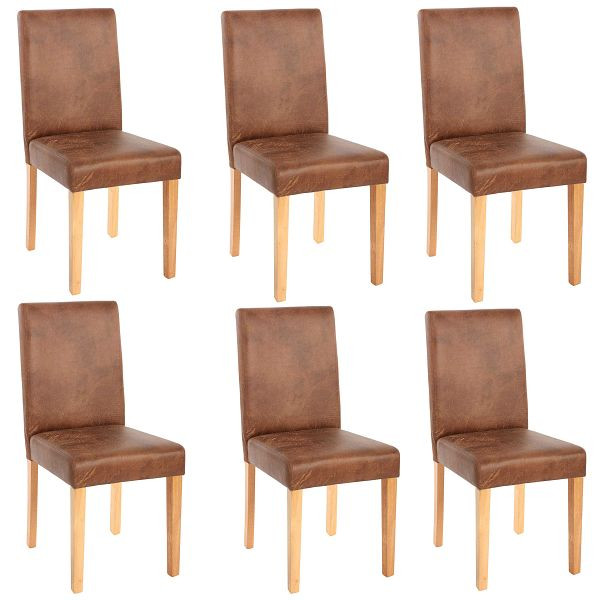 Mendler 6er-Set Esszimmerstuhl Stuhl Küchenstuhl Littau, Textil, Wildlederimitat, helle Beine, 33688+33702