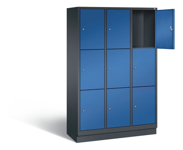 C+P Schließfachschrank Evolo, H1800xB1200xT500mm, Farbe: Schwarzgrau / Enzianblau, 48020-323 S10126