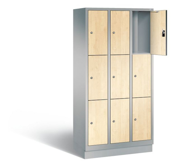 C+P Schließfachschrank Evolo, H1800xB900xT500mm, Farbe: Weißaluminium / Dekor Donau-Ahorn, 48020-303 S10249