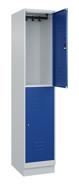 C+P Doppelstock-Spind Classic PLUS, Sockel, 1 Abteil, 1950x400x500mm, 7035/5010, 080320-12 S10018
