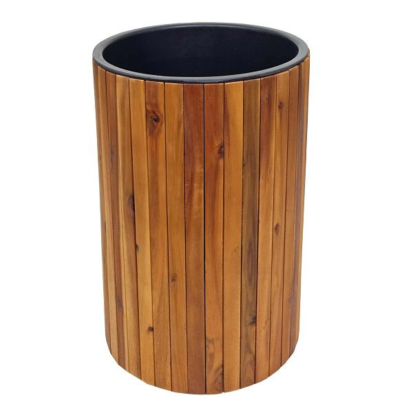 Mendler Pflanzkasten HWC-L24, Pflanzkübel Blumentopf Blumenkasten, rund 50x34cm Outdoor Akazie Holz MVG, braun, 98583