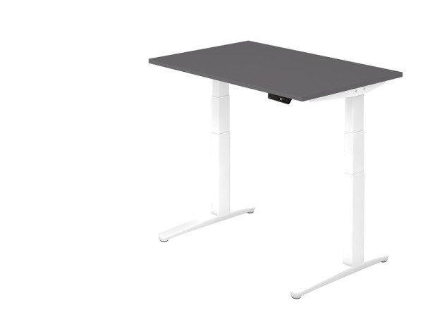 Hammerbacher Sitz-Steh-Schreibtisch elektrisch 120x80cm Graphit/Weiß, Rechteckform, VXBHM12/G/WW