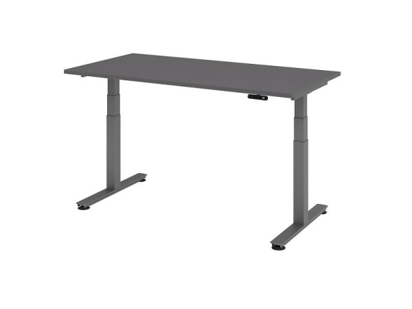 Hammerbacher Sitz-Steh-Schreibtisch elektrisch 160x80cm Graphit, Arbeitshöhe 63,5-128,5 cm, VXDSM16/G/G
