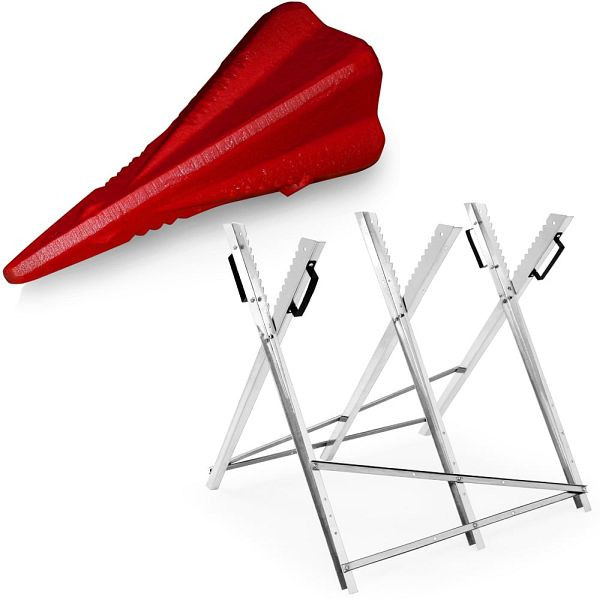 DEUBA Arbeitsbock Metall + Spaltkeil Rot Karbonstahl, 991756