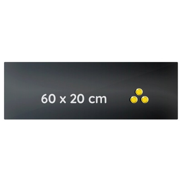 Lüllmann Glas Memoboard, 200 x 600 x 40 mm, schwarz, 607401