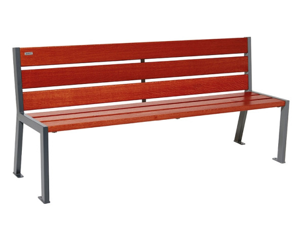 Procity Sitzbank Silaos 6 Holzlatten, 1800 mm, Ohne Armlehne, Holz & Stahl, Mahagoni/Procity Grau, 209602.GPRO.ACAJ