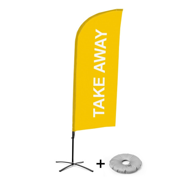 Showdown Displays Beachflag Alu Wind Komplett-Set Take Away Gelb Kreuzständer, BFAW310-CB30-WB-I69