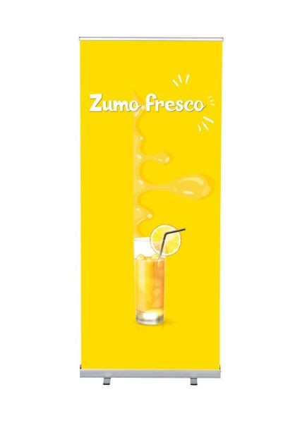 Showdown Displays Roll-Banner Budget 85 Komplettset Frischer Saft Spanisch, RBB085LSFI321