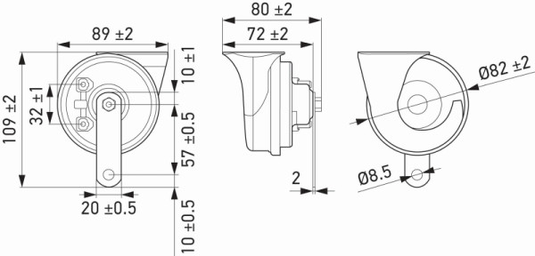 HELLA Fanfare, TE16, 12V, 110dB(A), Frequenzbereich: 400/500Hz, elektrisch, Gehäuse: rot/schwarz, Flachsteckanschluss, Set, Zubehör, 3FH 007 424-801