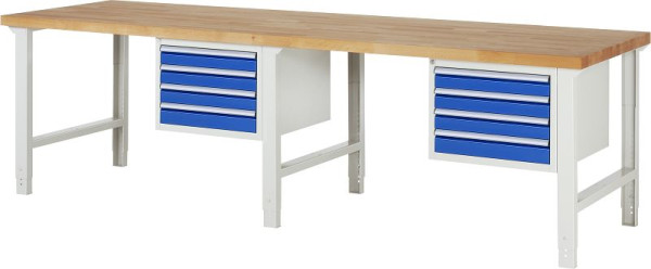 RAU Werkbank Serie 7000 - Modell 7133, B3000 x T900 x H790-1140 mm, Systemunterbau B3000 x T850 x H750-1100 mm, 03-7133A1-309B4H.11