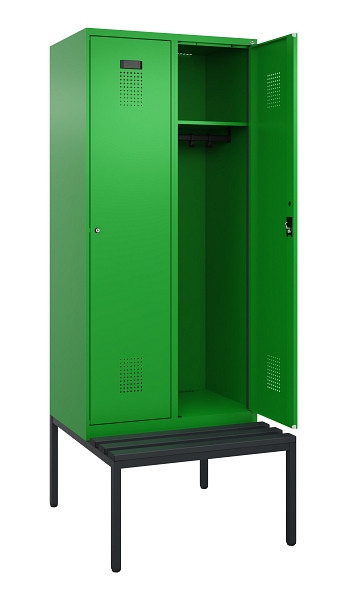 C+P Spind Evolo PLUS, 2 Abteile, 2120x800x815mm, 6037/6037, Haken 4, Zylinderschloss, Sitzfläche Kunststoff, Sitzbank, 0490507-22 S10107