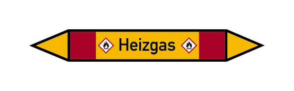 Schilder Klar Rohrleitungskennzeichen Heizgas, 33000x180 mm Folie selbstklebend, 101559/83