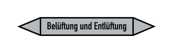 Schilder Klar Rohrleitungskennzeichen Belüftung und Entlüftung, 100x15 mm Folie selbstklebend, 101506/60